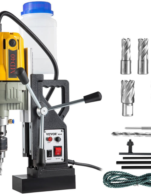 Load image into Gallery viewer, Magnetic Drill, 1100W 1.57" Boring Diameter, 2697lbf/12000N Portable Electric Mag Drill Press with 7 Bits, 580 RPM Max Speed Drilling Machine for any Surface and Home Improvement
