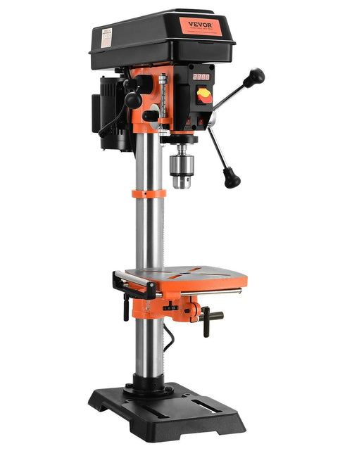 Load image into Gallery viewer, 12 in Benchtop Drill Press, 5 Amp 120V, Variable Speed Cast Iron Bench Drill Press, 12 in Swing Distance 0-45° Tiltling Worktable with Laser Work Light, Tabletop Drilling Machine for Wood Metal
