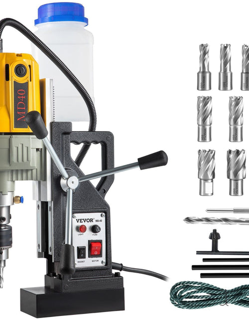 Load image into Gallery viewer, Magnetic Drill, 1100W 1.57" Boring Diameter, 2697lbf/12000N Portable Electric Mag Drill Press with 12 Drilling Bits, 580 RPM Max Speed Drilling Machine for any Surface and Home Improvement
