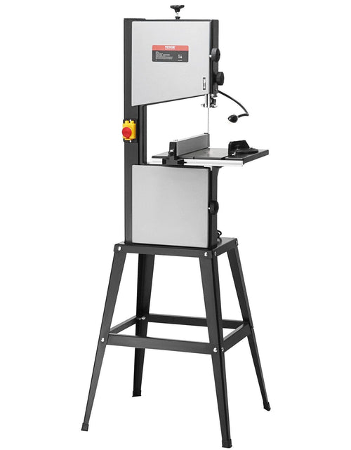 Load image into Gallery viewer, Band Saw with Stand, 10-Inch, 560 &amp; 1100 RPM Two-Speed Benchtop Bandsaw, 370W 0.5HP Motor with Metal Stand Optimized Work Light Workbench Fence and Miter Gauge, for Woodworking Aluminum Plastic
