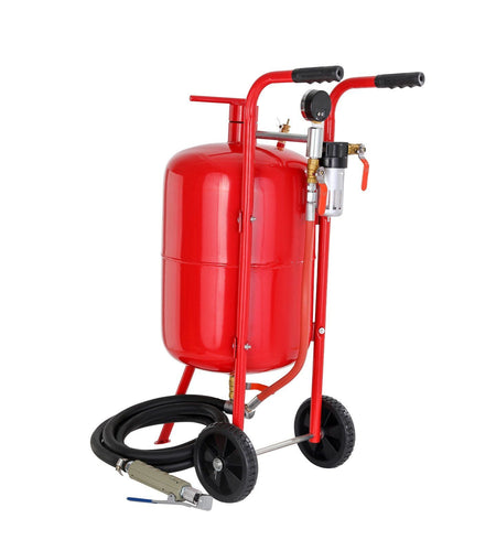 10Gal/40L Sandblaster Equipped w/Nozzle Shut-Off Valve Pressure Gauge Ceramic Nozzle Rubber Wheels Grit Power Sand Blasters Portable Sandblasting Equipment