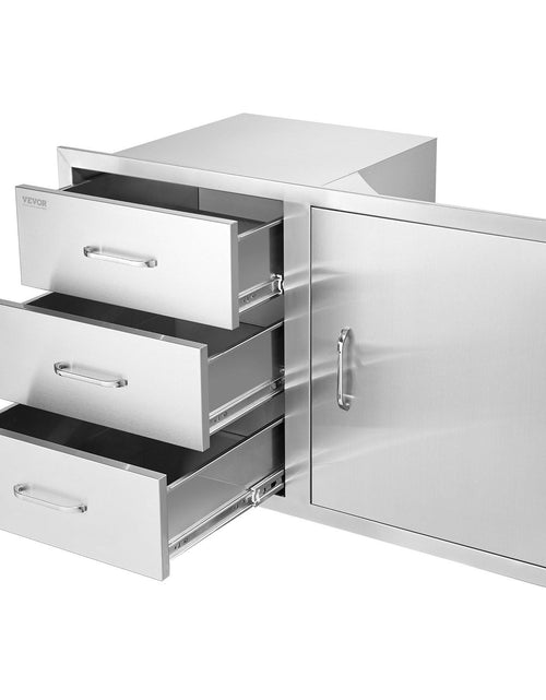 Load image into Gallery viewer, Outdoor Kitchen Door Drawer Combo 38.3''W x 22.7''H x 20.7''D, BBQ Access Door/Triple Drawers Combo with Stainless Steel Handles, Perfect for BBQ Island Patio Grill Station
