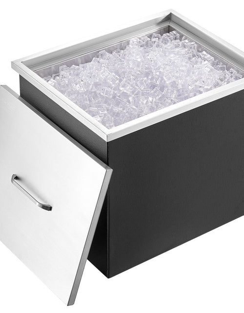 Load image into Gallery viewer, Drop in Ice Chest, 21"L x 17"W x 18"H Stainless Steel Ice Cooler, Commercial Ice Bin with Cover, 40 qt Outdoor Kitchen Ice Bar, Drain-pipe and Drain Plug Included, for Cold Wine Beer
