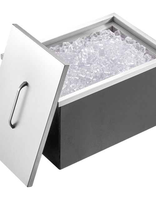 Load image into Gallery viewer, Drop in Ice Chest, 22"L x 17"W x 12"H Stainless Steel Ice Cooler, Commercial Ice Bin with Cover, 40 qt Outdoor Kitchen Ice Bar, Drain-pipe and Drain Plug Included, for Cold Wine Beer
