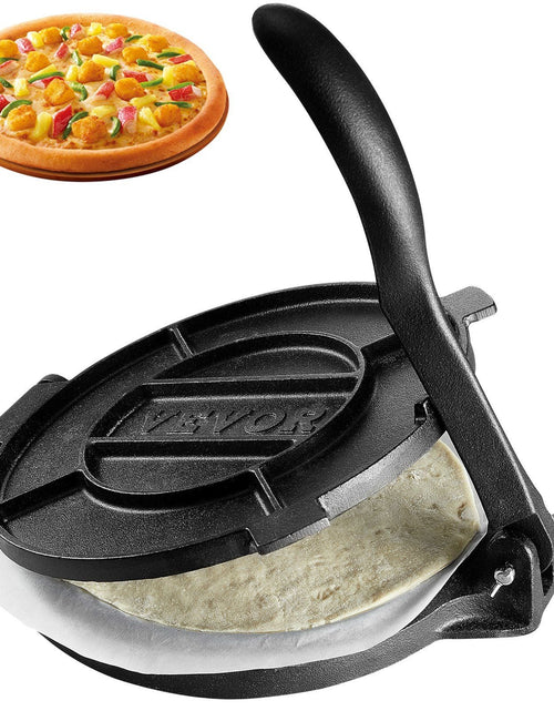 Load image into Gallery viewer, Tortilla Press, 10 Inch Tortilla and Roti Maker, Cast Iron Heavy Duty Tortilladora Press, Pre-Seasoned Pataconera Maker with 100 Pcs Parchment Paper, Dough Maker for Flour Tortilla, Tawa, Silver
