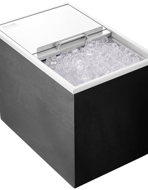 Load image into Gallery viewer, Drop in Ice Chest, 27"L x 18"W x 21"H Stainless Steel Ice Cooler, Commercial Ice Bin with Sliding Cover, 40.9 qt Outdoor Kitchen Ice Bar, Drain-pipe and Drain Plug Included, for Cold Wine Beer
