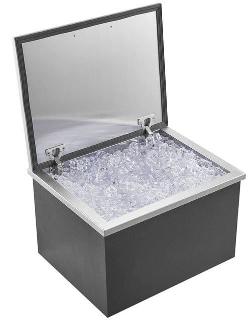 Load image into Gallery viewer, Drop in Ice Chest, 20"L x 16"W x 13"H Stainless Steel Ice Cooler, Commercial Ice Bin with Hinged Cover, 40 qt Outdoor Kitchen Ice Bar, Drain-pipe and Drain Plug Included, for Cold Wine Beer
