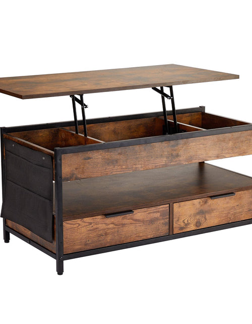 Load image into Gallery viewer, Lift Top Coffee Table 39.4" Rectangle Coffee Table with Light &amp; USB Brown
