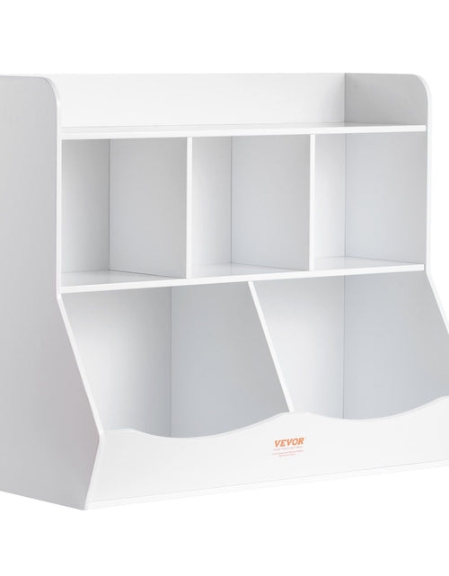 Load image into Gallery viewer, Wood Kid Storage Cubby, Toy Storage Organizer with Bookshelf, 5-Cubby Wood Toy Storage Cabinet, Children Book Toy Shelf for Kids Room, Playroom, Kindergarten, Nursery, White
