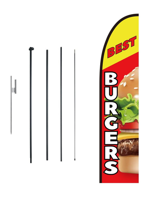 Load image into Gallery viewer, Burger Restaurant Advertising Feather Flag Kit Swooper Flag Poles 16.3 FT
