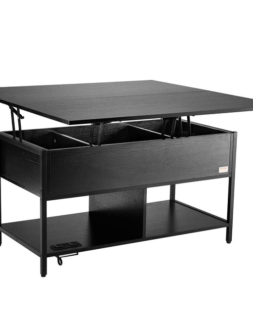 Load image into Gallery viewer, Lift Top Coffee Table 39.4" Rectangle Coffee Table with Light &amp; USB Black
