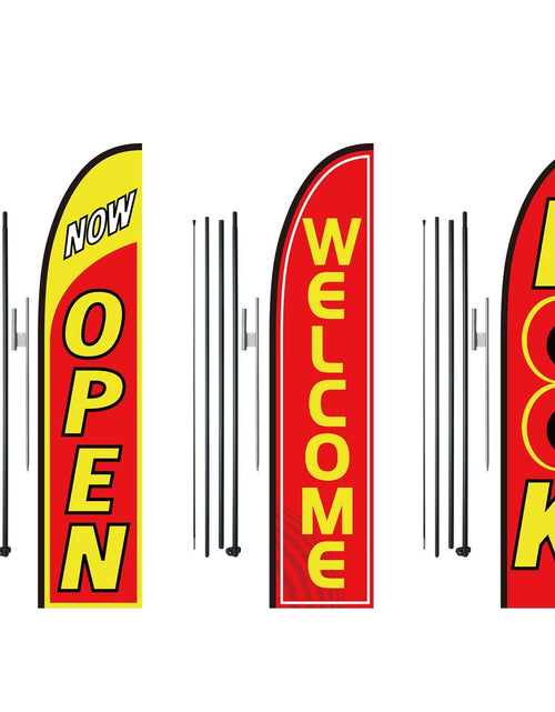 Load image into Gallery viewer, Open Flags for Business Advertising Feather Flag Kit Open Look Welcome
