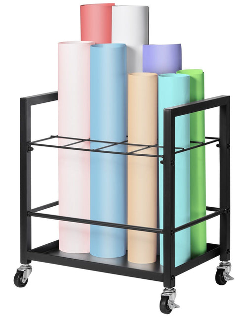 Load image into Gallery viewer, Blueprint Storage Rack 12 Slots Mobile Roll File Holder for Architectural
