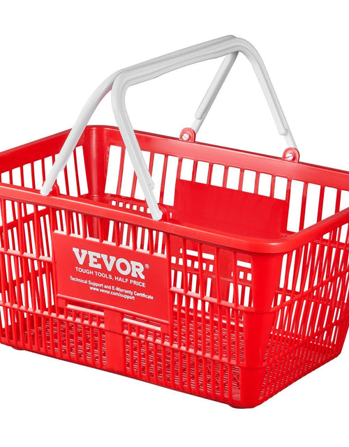 Load image into Gallery viewer, Shopping Basket Portable Grocery Basket 20PCS 21L with Handle &amp; Stand Red
