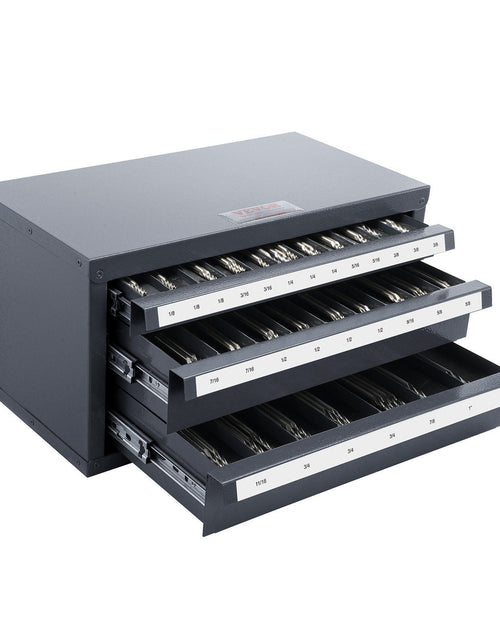 Load image into Gallery viewer, End Mill Dispenser Cabinet, Three-Drawer End Mill Organizer Cabinet for 1/8" to 1", Steel End Mill Dispenser Organizer Cabinet with Labels, 29-Compartment Stackable for End Mill Storage
