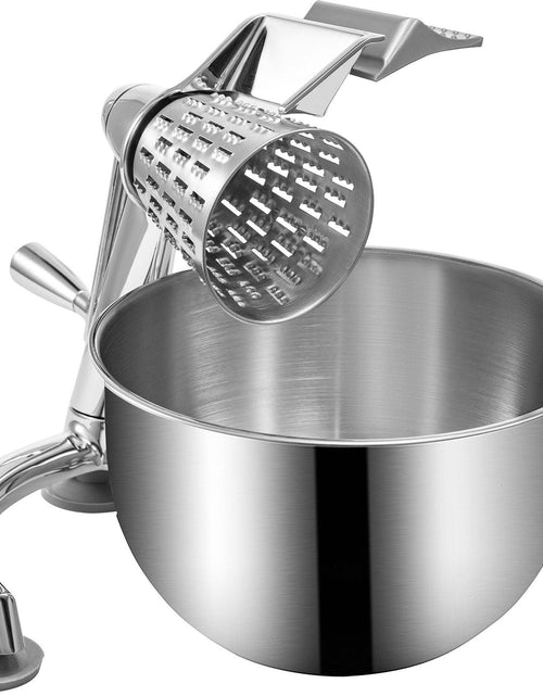 Load image into Gallery viewer, Rotary Cheese Grater, Zinc Alloy Rotary Vegetable Mandoline, Manual Cheese Mandoline w/ 5 Stainless Steel Cutting Cones, Manual Vegetable Grater w/ 2.5L Bowl, Rotary Shredder w/Suction Base
