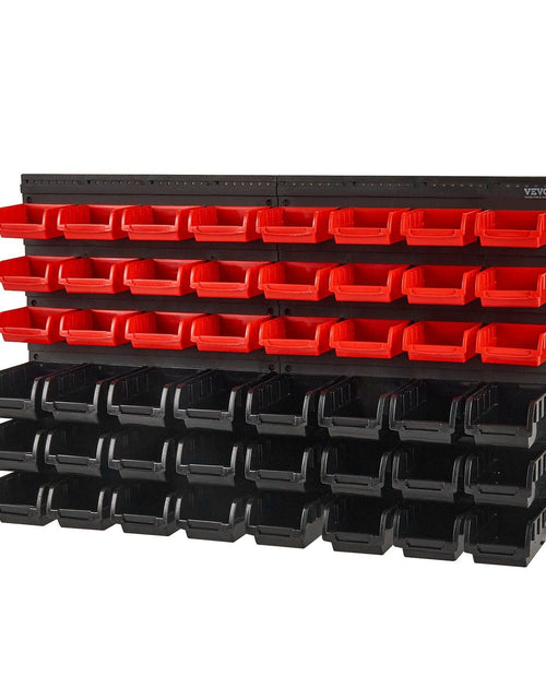 Load image into Gallery viewer, Wall Mounted Storage Bins, 48-Bin Parts Rack Organizer Garage Plastic Shop Tool with Wall Panels, Tool Organizer for Nuts, Bolts, Screws, Nails, Beads, Buttons, Other Small Parts, Black and Red
