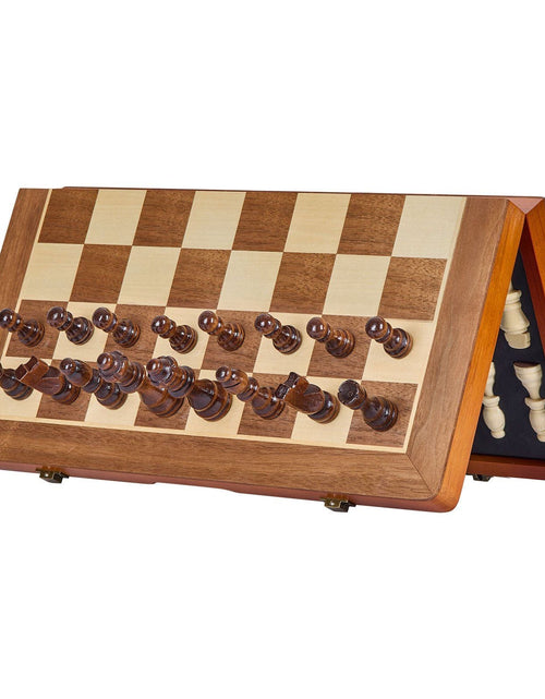 Load image into Gallery viewer, Magnetic Wooden Chess Set, 15 inch 2-IN-1 Chess Checkers Game Set, Folding Chess Board Games for Adults Kids, 2 Queens Portable Travel Gift Chess Set for Tournament Professional Beginner
