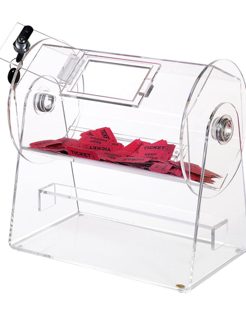 Load image into Gallery viewer, Acrylic Raffle Drum, Professional Raffle Ticket Spinning Cage with 2 Keys, Transparent Lottery Spinning Drawing, Holds 2500 Tickets or 100 Raffle Balls,Raffle Ticket Box for Lottery Games Bingo
