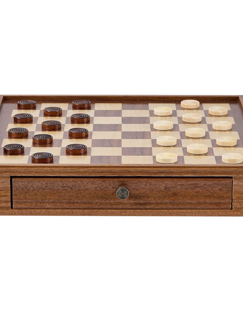 Load image into Gallery viewer, Solid Wood Chess Set, 15 inch 2-IN-1 Chess Checkers Game Set, Chess Board Games with Storage Drawer &amp; Weighted Chess Checkers Pieces &amp; 2 Queens, for Adults Kids Tournament Professional Beginner
