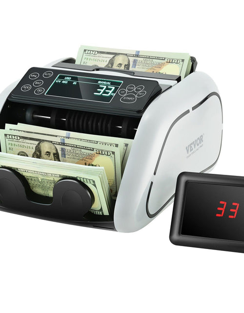 Load image into Gallery viewer, Money Counter Machine, Bill Counter with UV, MG, IR and DD Counterfeit Detection, USD &amp; EUR Cash Counting Machine with Large LCD &amp; External Display for Small Business
