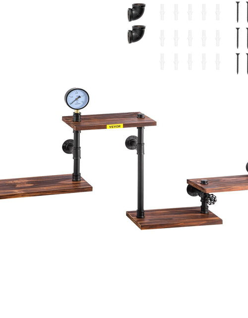 Load image into Gallery viewer, Industrial Pipe Shelving, Pipe Shelves with 4-Tier Wood Planks, Rustic Floating Shelves Wall Mounted, Wall Shelf DIY Bookshelf for Bar Kitchen Bathroom Farmhouse Living Room, 51x25x9 inch
