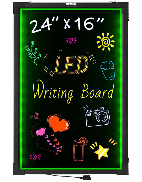 Load image into Gallery viewer, LED Message Writing Board, 24"x16" Illuminated Erasable Lighted Chalkboard, Neon Effect Menu Sign Board, Drawing Board with 8 Fluorescent Chalk Markers and Remote Tested to UL Standards
