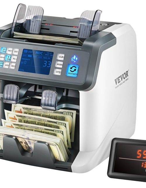 Load image into Gallery viewer, Money Counter Machine, Bill Counter with Mixed Denomination, 2CIS, SN, UV, IR, MG, DD Counterfeit Detection, Multi Currency, Value Counting Cash Counter and Sorter, Printer Enabled
