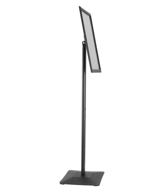 Load image into Gallery viewer, Pedestal Sign Holder, 11 x 17 Inch Vertical and Horizontal Adjustable Poster Stand, Heavy-Duty Floor Standing Sign Holder with Metal Base for Display, Advertisement, and Outdoor, Black
