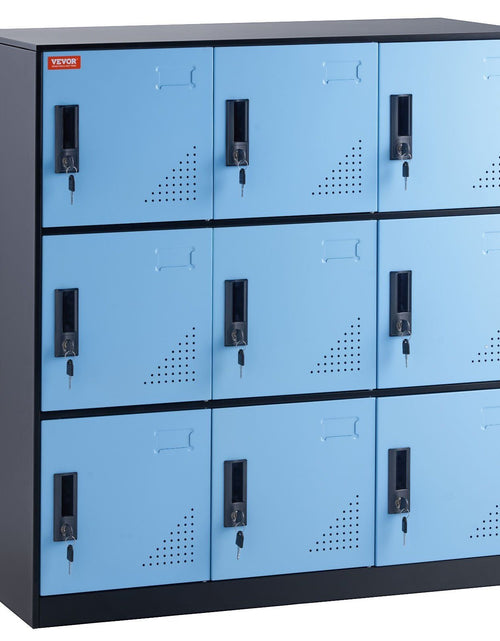 Load image into Gallery viewer, Metal Locker for Employees, 9 Doors Storage Cabinet with Card Slot, Employee Lockers with Keys, 66lbs Loading Capacity office Storage Lockers for Home, School, Office, Gym, Black
