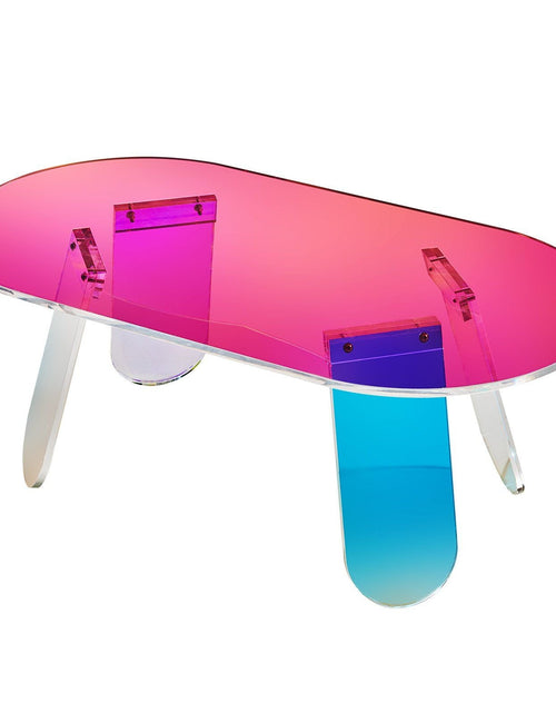 Load image into Gallery viewer, Acrylic Coffee Table, Iridescent Acrylic End Table, 13.8 inch high Colorful Acrylic Side Table, for Coffee, Drink, Food, Snack used in Living Room, Courtyard, Terrace
