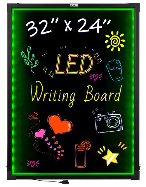 Load image into Gallery viewer, LED Message Writing Board, 32"x24" Illuminated Erasable Lighted Chalkboard, Neon Effect Menu Sign Board, Drawing Board with 8 Fluorescent Chalk Markers and Remote Contro Tested toStandards
