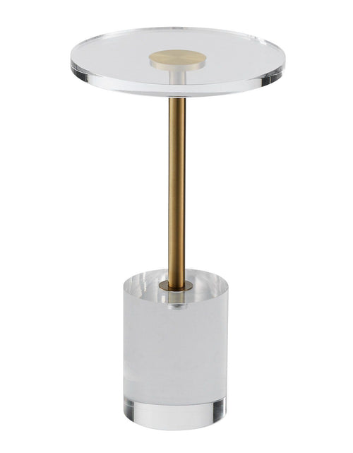 Load image into Gallery viewer, Clear Acrylic End Table, Acrylic Side Table with a Solid Base, 11.9 x 11.9 inch Round Tabletop, 21.4 inch High, for Coffee, Drink, Food, Snack used in Living Room, Bedroom, and Study
