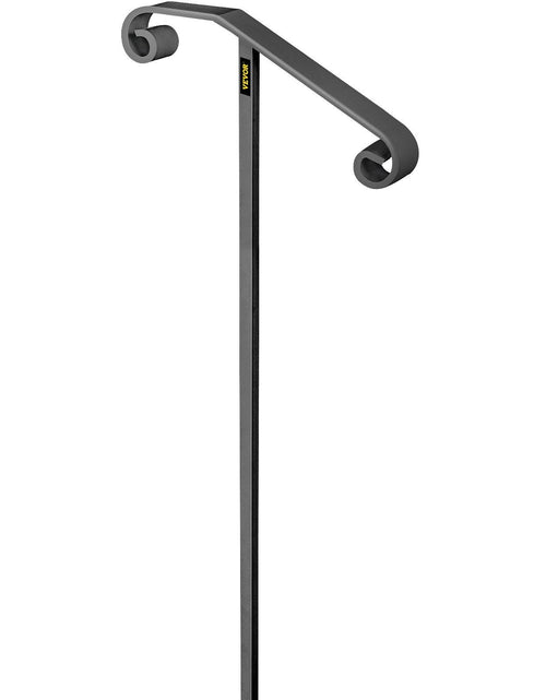 Load image into Gallery viewer, Single Post Handrail Wrought Iron Post Mount Step Grab Supports in Ground Long Post Fits 1 or 2 Steps Grab Rail Single Post Railing (Gray)
