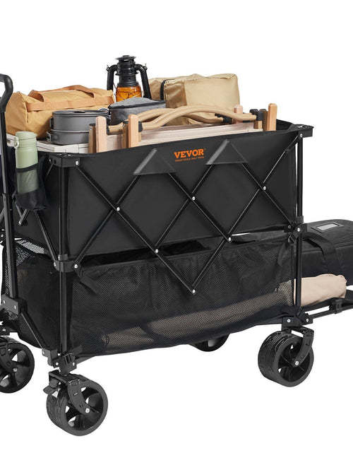 Load image into Gallery viewer, Foldable Double Decker Wagon, 400L Collapsible Wagon Cart with All-Terrain Wheels, Heavy Duty Folding Wagon Cart 350 lbs Weight Capacity for Camping, Shopping, Garden, 52" Extra Long Extender
