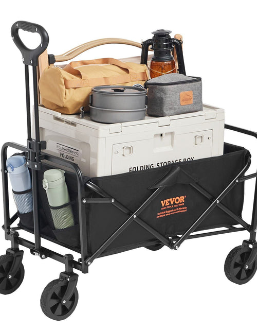 Load image into Gallery viewer, Collapsible Folding Wagon, 2 cu.ft Beach Wagon Cart with All-Terrain 5in Wheels, Heavy Duty Folding Wagon Cart 220 lbs Weight Capacity with Drink Holders, Wagon for Camping, Shopping, Garden

