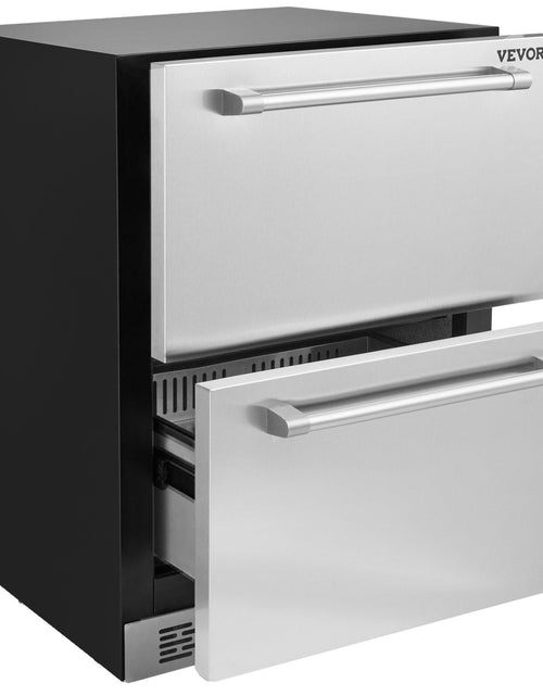 Load image into Gallery viewer, 24 inch Undercounter Refrigerator, 2 Drawer Refrigerator with Different Temperature, 4.87 Cu.ft. Capacity, Waterproof Indoor and Outdoor Under Counter Freezer Fridge for Home and Commercial Use
