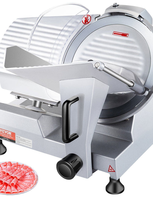 Load image into Gallery viewer, 240W Commercial Meat Slicer, Electric Deli Food Slicer, 10" Carbon Steel Blade Electric Food Slicer, 350-400RPM Meat Slicer, 0 - 0.47 inch Thickness Adjustable for Commercial and Home Use
