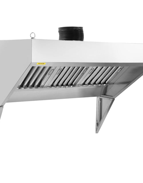 Load image into Gallery viewer, Commercial Exhaust Hood, 6FT Food Truck Hood Exhaust, 201 Stainless Steel Concession Trailer Hood with 3 Detachable U-shaped Grid Oil Filter Mesh, Rust Resistant Vent Hood for Kitchen Restaurant
