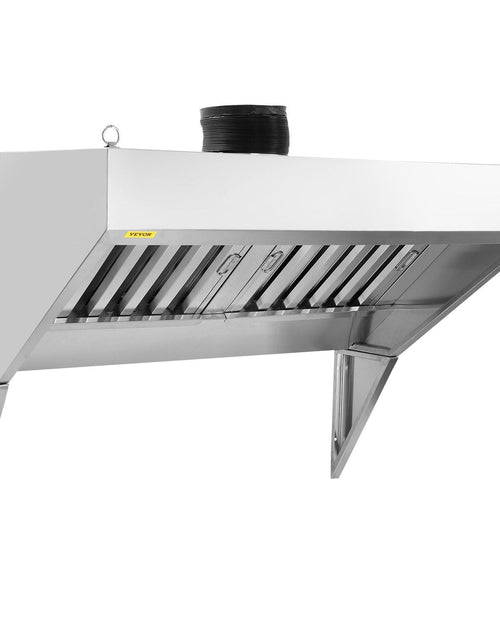 Load image into Gallery viewer, Commercial Exhaust Hood, 4FT Food Truck Hood Exhaust, 201 Stainless Steel Concession Trailer Hood with 2 Detachable U-shaped Grid Oil Filter Mesh, Rust Resistant Vent Hood for Kitchen Restaurant
