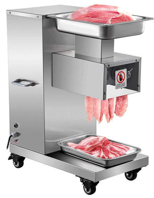 Load image into Gallery viewer, 110V Commercial Meat Cutter Machine 1100LB/H Electric Meat Cutting Machine 750W Commercial Meat Slicer 3mm Blade Restaurant Food Slicer Stainless Steel For Kitchen Restaurant Supermarket
