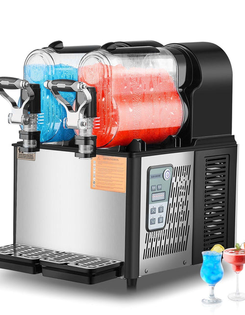 Load image into Gallery viewer, Commercial Slushy Machine, 3LX2 Tank Slush Drink Maker, 340W Frozen Drink Machine with Temperature Preservation, Stainless Steel Home Slush Frozen Drink Machine with Automatic Clean, Black
