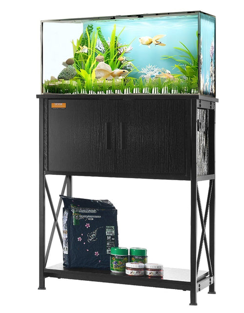 Load image into Gallery viewer, Aquarium Stand, 20 Gallon Fish Tank Stand, 25.6 x 16.5 x 31.9 in Steel and MDF Turtle Tank Stand, 167.6 lbs Load Capacity, Reptile Tank Stand with Storage Cabinet and Embedded Power Panel, Black
