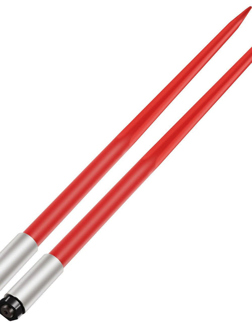 Load image into Gallery viewer, Pair Hay Spear 49" Bale Spear 3000 lbs Capacity, Bale Spike Quick Attach Square Hay Bale Spears 1 3/4", Red Coated Bale Forks, Bale Hay Spike with Hex Nut &amp; Sleeve for Buckets Tractors Loaders
