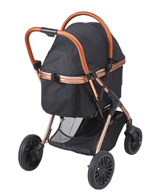 Load image into Gallery viewer, Pet Stroller, 4 Wheels Dog Stroller Rotate with Brakes, 66 lbs Weight Capacity, Puppy Stroller with Detachable Carrier, Storage Basket and Pet Pad, for Small to Medium Sized Dogs, Black
