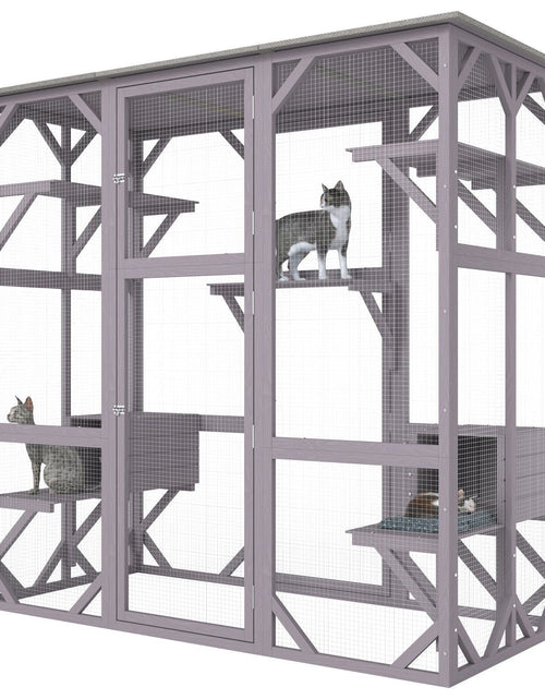 Load image into Gallery viewer, Cat House Outdoor, 7-Tier Large Catio, Cat Enclosure with 5 Platforms, 2 Resting Boxes &amp; Large Front Door, 71.2 x 34.6 x 66.5 inch
