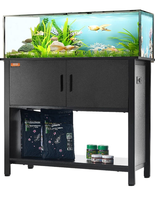 Load image into Gallery viewer, Aquarium Stand, 40 Gallon Fish Tank Stand, 36.6 x 18.9 x 31.5 in Steel and MDF Turtle Tank Stand, 335 lbs Load Capacity, Reptile Tank Stand with Storage Cabinet and Embedded Power Panel, Black
