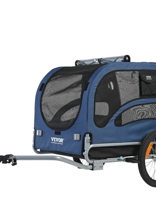 Load image into Gallery viewer, Dog Bike Trailer, Supports up to 100 lbs, Pet Cart Bicycle Carrier, Easy Folding Frame with Quick Release Wheels, Universal Bicycle Coupler, Reflectors, Flag, Collapsible to Store, Blue/Black
