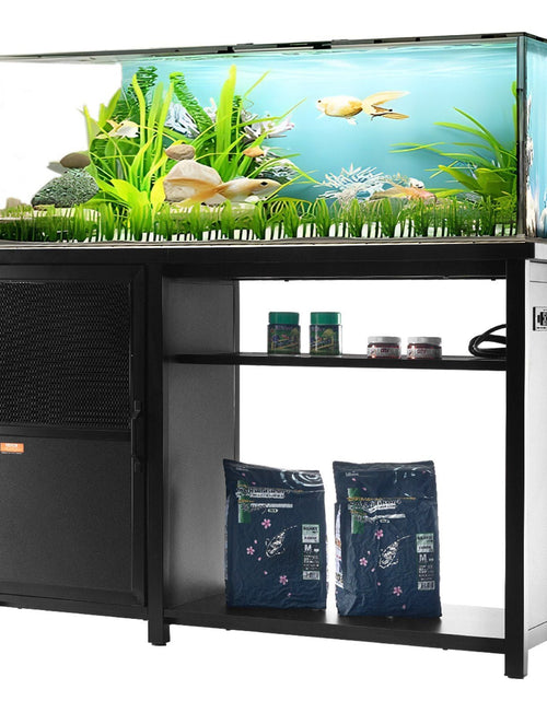 Load image into Gallery viewer, Aquarium Stand, 75 Gallon Fish Tank Stand, 52 x 19.7 x 32.3 in Steel and MDF Turtle Tank Stand, 626 lbs Load Capacity, Reptile Tank Stand with Storage Cabinet and Embedded Power Panel, Black
