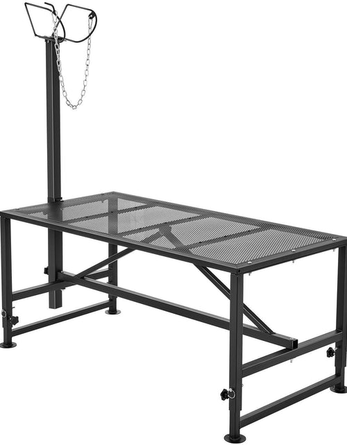 Load image into Gallery viewer, Goat &amp; Sheep Stand, 47x23 inch Livestock Stand, Metal Livestock Milking and Shearing Stand 21" to 33" Adjustable Height, with Headpiece and Nose Loop, 500lbs Loading Weight, Black
